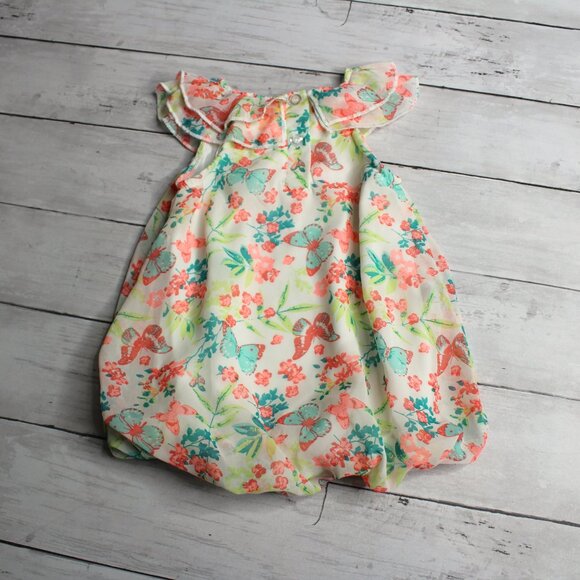 Little Lass Girl's Summer Bubble Romper Size 6-9 Months Floral - Picture 5 of 6